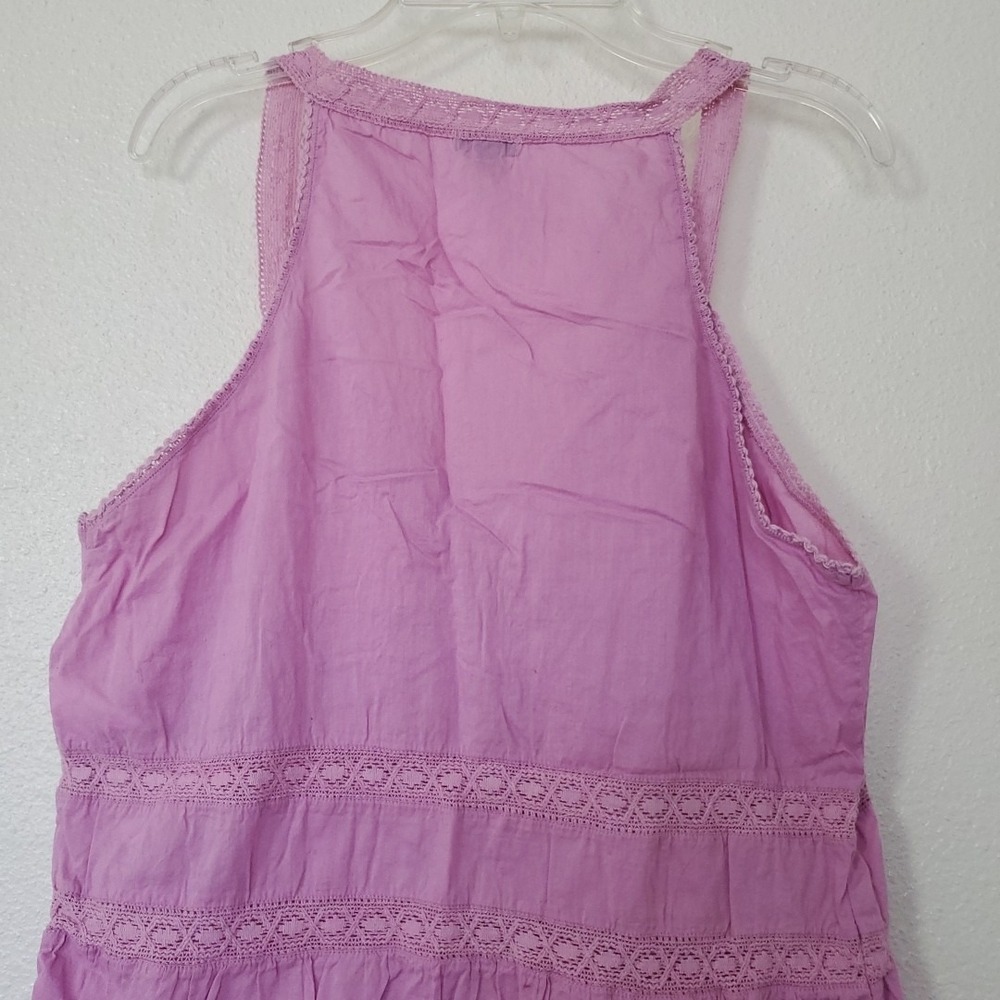 United Colors of Benetton Purple Crochet Lace Trim Button Front Tank Top Size M - Picture 10 of 16